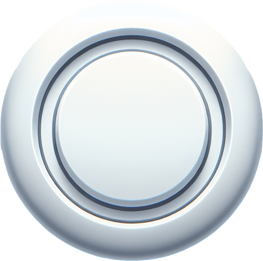 White circular button with simple single super wide gray indented circle at the outside of the button.
Single Game Texture. In-Game asset. 2d. Blank background. High contrast. No shadows.