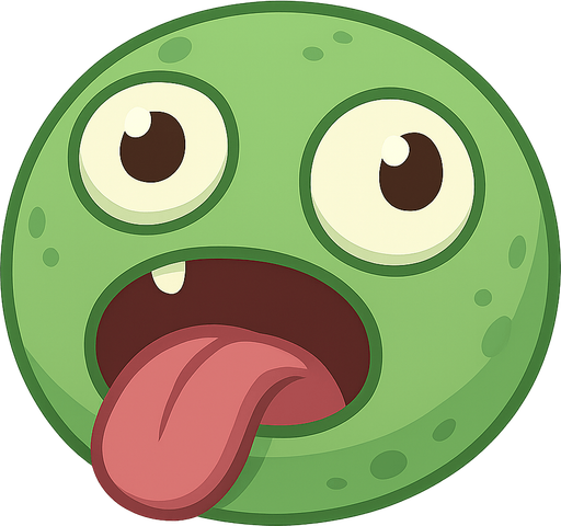 round shaped monster. his mouth is open and his tongue is out
. No background. Transparent background. Blank background. No shadows. 2d. In-Game asset. flat