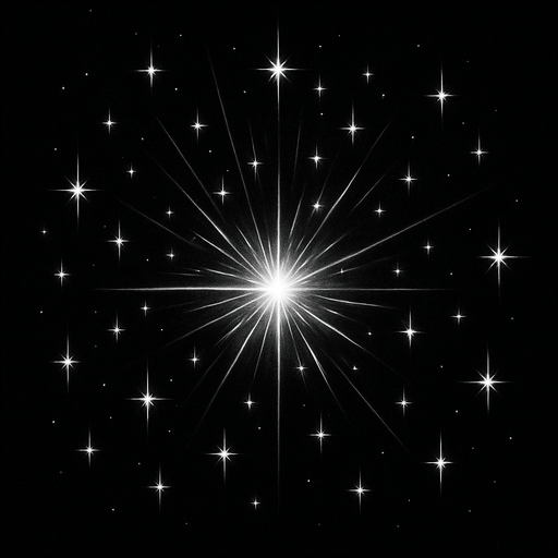 white sparkles emiting from the center. back background