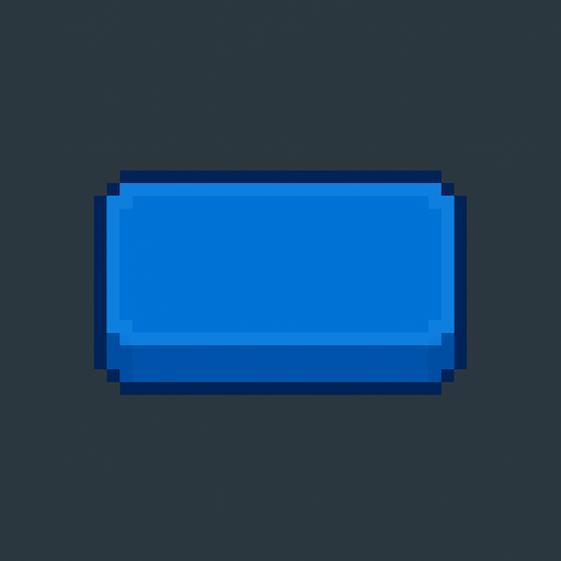 Blank blue button 2d pixilated topdown.
In-Game asset.  2d.  High contrast.  No shadows