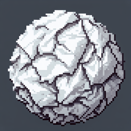 round crumpled ball of paper. Single Game Texture. In-Game asset. 2d. Blank background. High contrast. no shadow. pixel. 8 bit