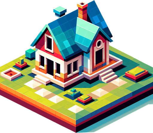 house，low geometry style.
Single Game Texture. In-Game asset. 2d. Blank background. High contrast. No shadows.