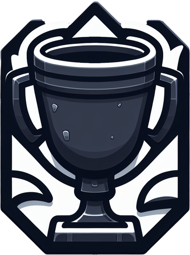 Black and white trophy. Cartoon. Pictogram
Single Game Texture.  In-Game asset.  2d.  Blank background.  High contrast.  No shadows