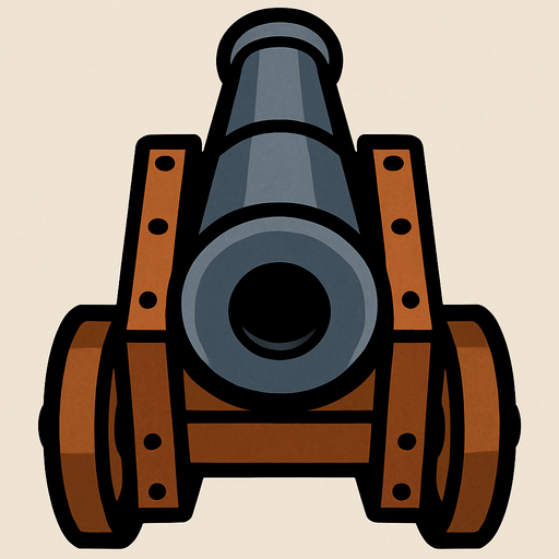 2 boyutlu üstten görülme bir savaş topu.
In-Game asset.  2d.  High contrast.  No shadows