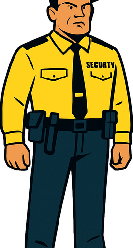 Security Guard in full body.
In-Game asset.  2d.  High contrast.  No shadows