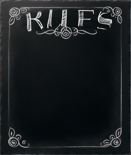 "THE RULES" handwritten in chalk