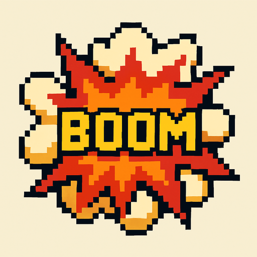Boom effect pixel style.
In-Game asset.  2d.  High contrast.  No shadows