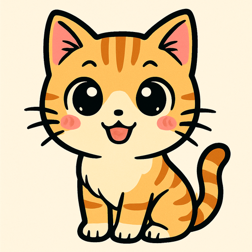 A cute manga style cat.
In-Game asset.  2d.  High contrast.  No shadows