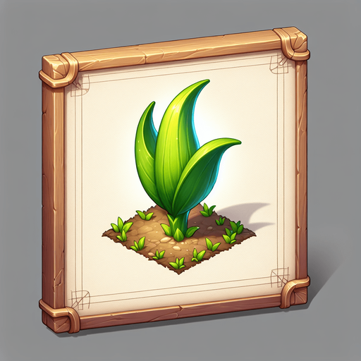 The first sprout of a corn plant..
Single Game Texture. In-Game asset. 2d. Blank background. High contrast. No shadows.