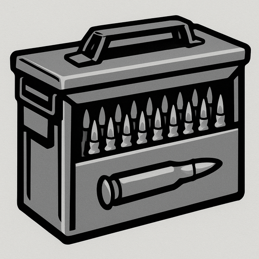 ammo box but gray.
In-Game asset.  2d.  High contrast.  No shadows