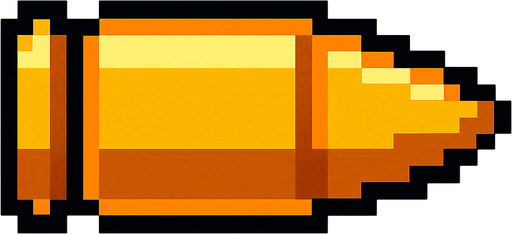 Bullet pixel.
In-Game asset.  2d.  High contrast.  No shadows