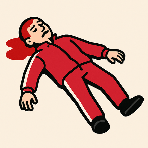 A Human Wearing Shirt And Pants Looking like the squid game clothes and dead
In-Game asset.  2d.  High contrast.  No shadows