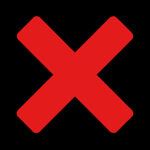 red X.
In-Game asset.  2d.  High contrast.  No shadows