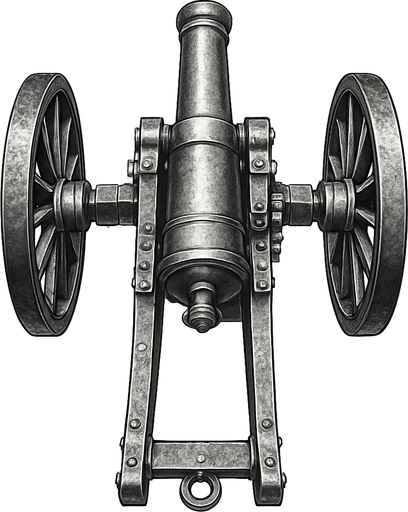 military, cannon, top view, realistic silver color
In-Game asset.  2d.  High contrast.  No shadows