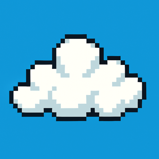 white cloud. pixel  art..
In-Game asset.  2d.  High contrast.  No shadows