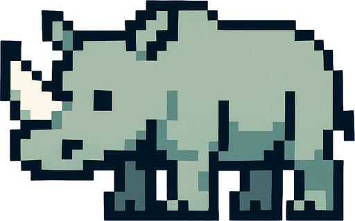 Rhino 8bit.
In-Game asset.  2d.  High contrast.  No shadows