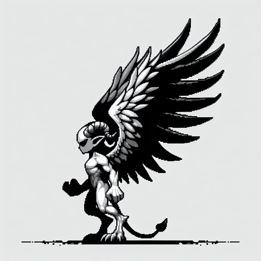 Winged daemon side view Single Game Texture. In-Game asset. 2d. Blank background. High contrast. No shadows.