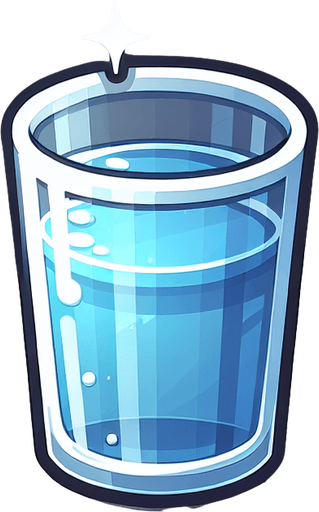 water glass.
Single Game Texture. In-Game asset. 2d. Blank background. High contrast. No shadows.