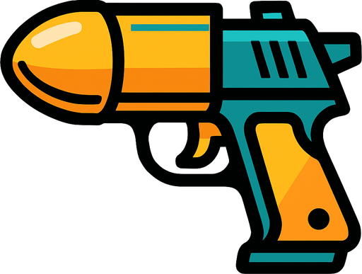 Bullet gun.
In-Game asset.  2d.  High contrast.  No shadows
