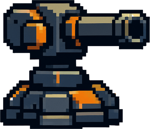 Turret pixel.
In-Game asset.  2d.  High contrast.  No shadows