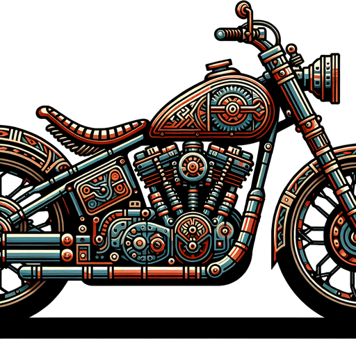 motorcycle 2d.
Single Game Texture.  In-Game asset.  2d.  Blank background.  High contrast.  No shadows
