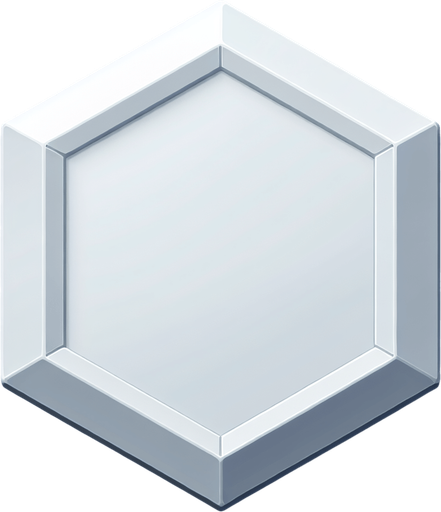 simple flat white hexagon tile with beveled borders.
Front view. Modern game style