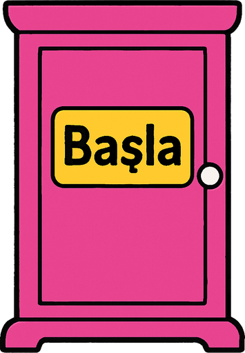 Draw Doraemon's door with the word "Başla" written on it..
In-Game asset.  2d.  High contrast.  No shadows