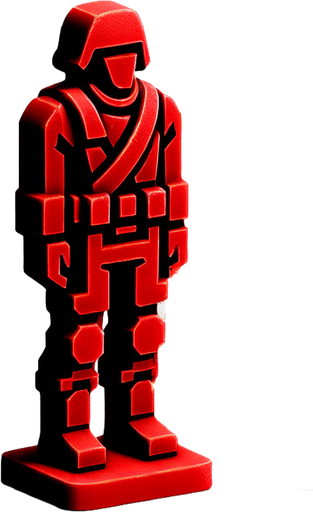 A red soldier toy Single Game Texture. In-Game asset. 2d. Blank background. High contrast. No shadows.