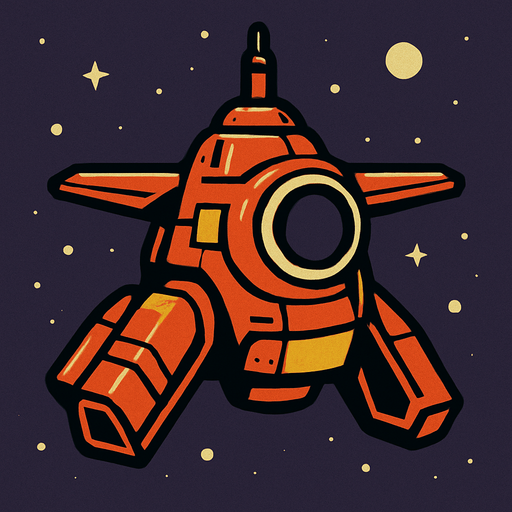 uzay aracı.
In-Game asset.  2d.  High contrast.  No shadows