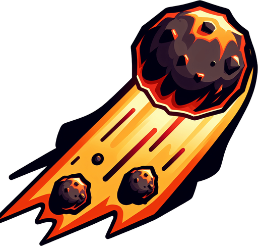 一颗陨石，卡通风格.
Single Game Texture. In-Game asset. 2d. Blank background. High contrast. No shadows.