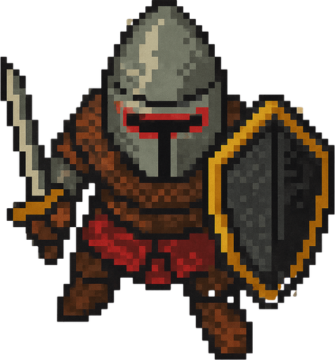 middle ages europian enemy birdview pixel art.
In-Game asset.  2d.  High contrast.  No shadows