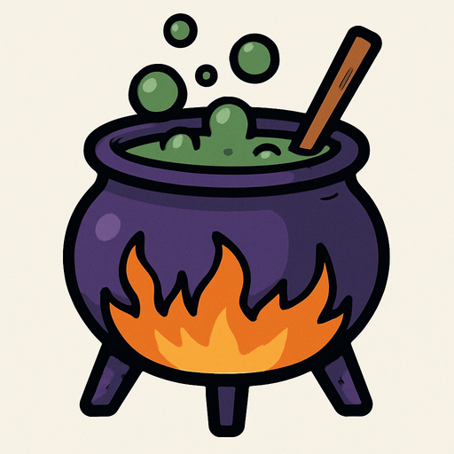 Witch boiler.
In-Game asset.  2d.  High contrast.  No shadows