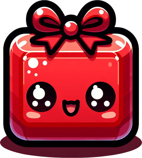 Perfectly square red Christmas decoration. Cartoon. Cute art style