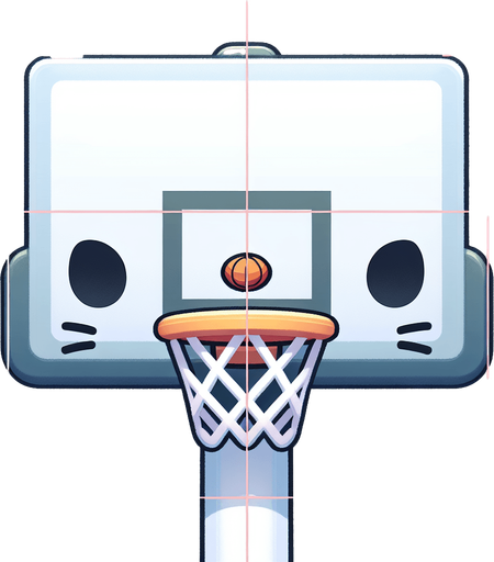Basketbal backboard aiming directly at the camera. Zoomed in. In pastel color cat theme. Cartoon style.
Single Game Texture. In-Game asset. 2d. Blank background. High contrast. No shadows.