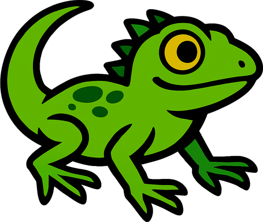 Green lizard.
In-Game asset.  2d.  High contrast.  No shadows
