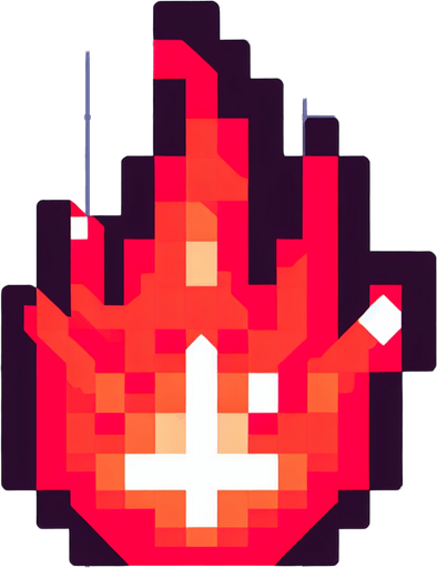 red flame. flat pixelated. 8 bit..
Single Game Texture. In-Game asset. 2d. Blank background. High contrast. No shadows.