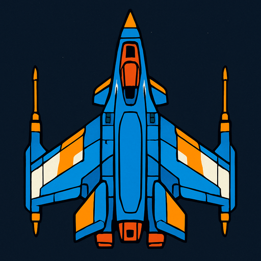 An space fighter jet viewed from the top.
In-Game asset.  2d.  High contrast.  No shadows