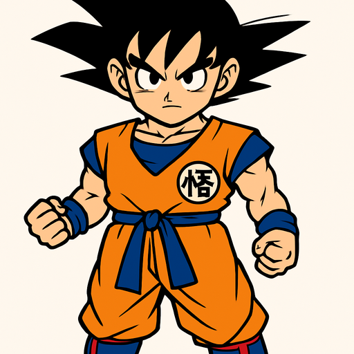 Goku.
In-Game asset.  2d.  High contrast.  No shadows