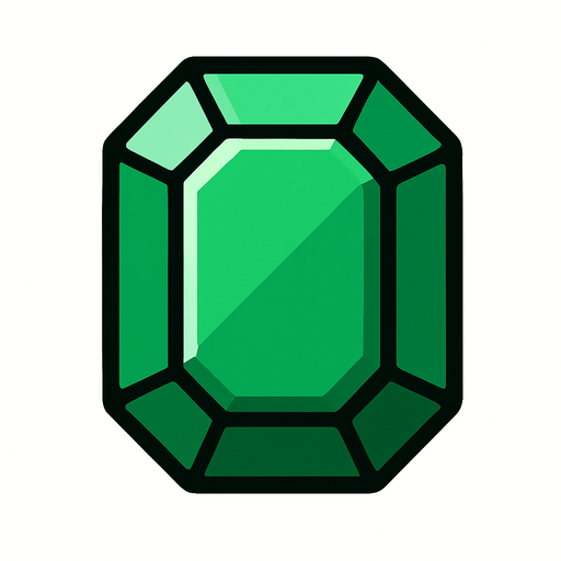 Emerald.
In-Game asset.  2d.  High contrast.  No shadows