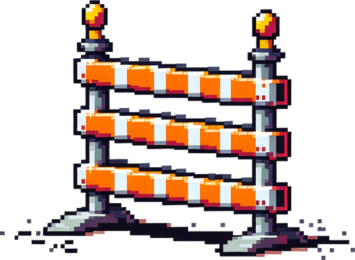 Piksel sanatı trafik engeli.
Single Game Texture.  In-Game asset.  2d.  Blank background.  High contrast.  No shadows