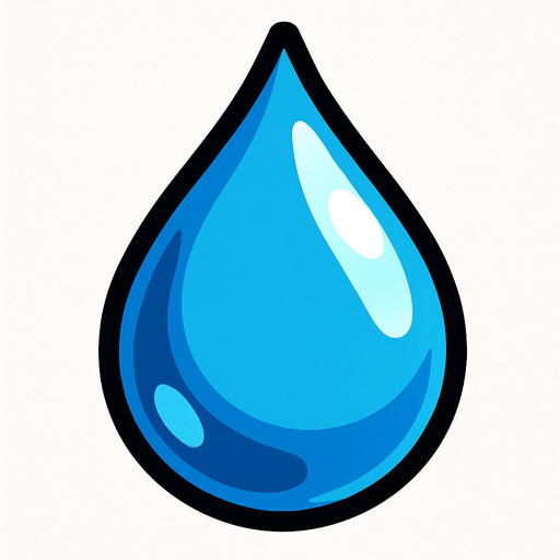Water drop.
In-Game asset.  2d.  High contrast.  No shadows