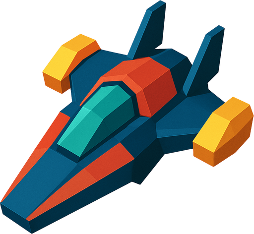 give me a low polly spaceship.
In-Game asset.  2d.  High contrast.  No shadows