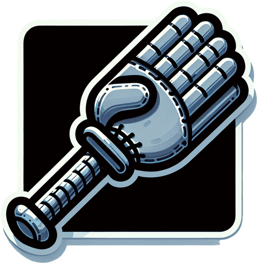 A glove on a stick.
Single Game Texture.  In-Game asset.  2d.  Blank background.  High contrast.  No shadows