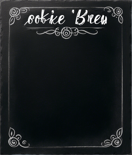 Text "ROOKIE BREW" handwritten in chalk