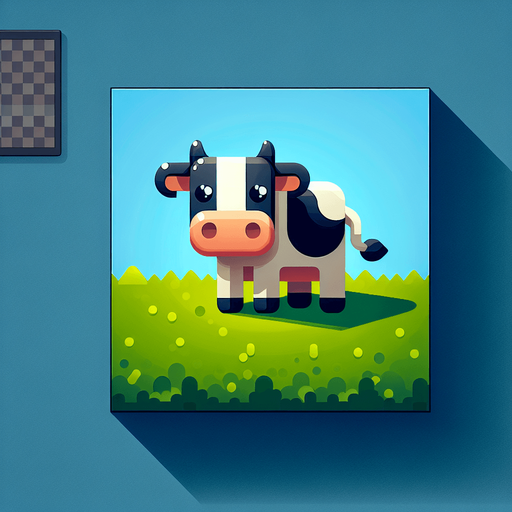 Cow.
Single Game Texture. In-Game asset. 2d. Blank background. High contrast. No shadows.