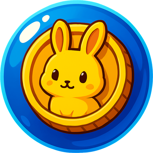 the coin inside the bubble have a cute rabbit