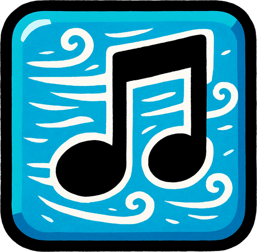 Generame una boton con dentro de forma de una nota musical con efectos de  viento.
In-Game asset.  2d.  High contrast.  No shadows