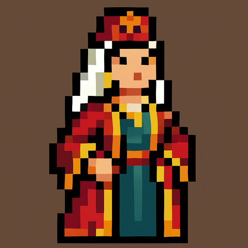ottoman lady pixel.
In-Game asset.  2d.  High contrast.  No shadows