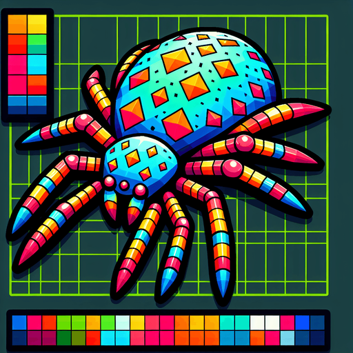 colored spider.
Single Game Texture.  In-Game asset.  2d.  Blank background.  High contrast.  No shadows