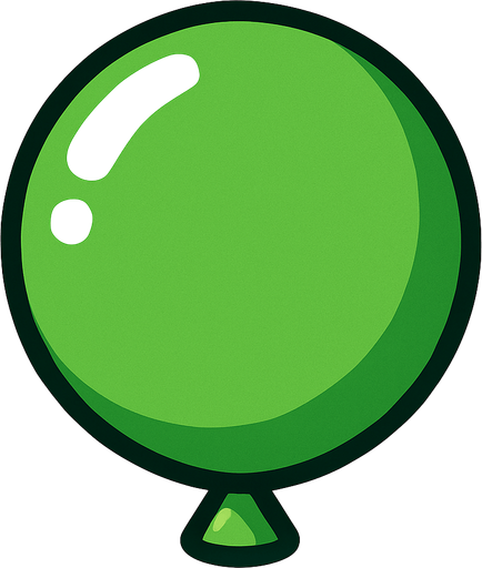 A green balloon without the string..
In-Game asset.  2d.  High contrast.  No shadows
